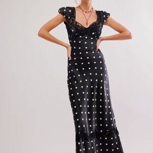 Free People Butterfly Babe polka dot and lace maxi dress